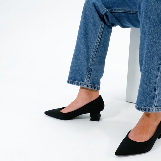 iRi MONLE Black Neoprene Pointed Toe Pump Video with model posing and walking 